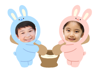 떡방아 토끼 합성 도안